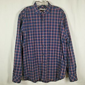 James Campbell Shirt Mens Sz L Blue Paid Long Sleeve Button Up Flip‎ Cuff